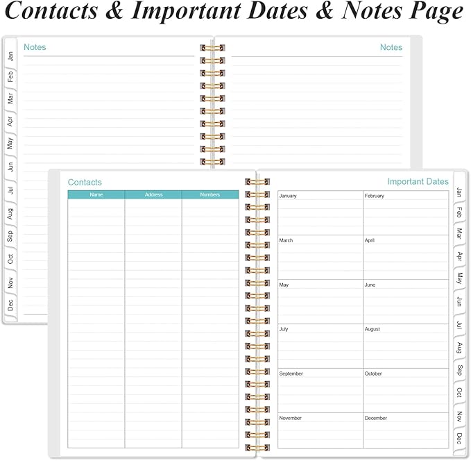 2026 Daily & Monthly Planner - One Page Per Day, Daily Planner 2026 from January 2026 to December 2026, Planner 2026 with 12 Monthly Tabs, 6.4" x 8.5", Rose Leaf