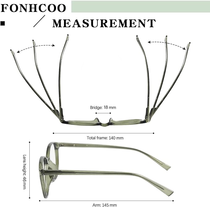 FONHCOO Stylish Blue Light Glasses Women Men Eyeglasses, TR90 Fashion Round Transparent Eye Glasses (Green)