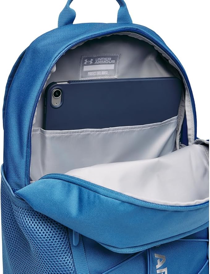 Under Armour Unisex Hustle Sport 6.0 Backpack, (430) Aegean Blue/Blackout Navy/Metallic Silver, One Size Fits Most