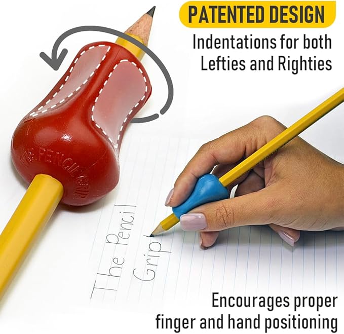 The Pencil Grip Original Pencil Grippers 6 Pcs, Improves Kids Handwriting, Ergonomic Pen Holder for Righties & Lefties, Ideal for Kids, Toddlers, Adults, Writing Tool with Finger Cushion