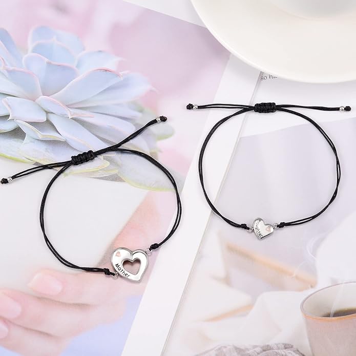 Back to School Gifts Mommy and Me Bracelet First Day of School Matching Wish Bracelets Set for Mother Daughter Son Women Teen Girls Boys Jewelry Gift