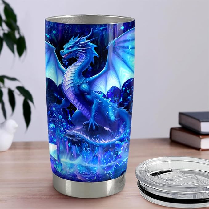 Dragon Tumbler 20oz Stainless Steel Insulated Coffee Travel Mug Cup Dragon Gifts for Birthday Christmas Gift for Men Boy