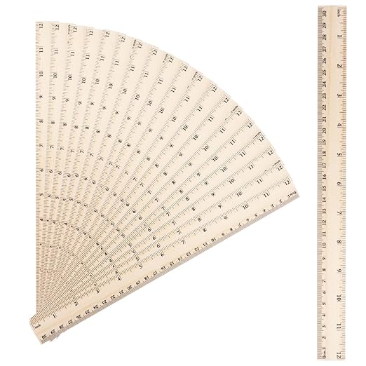 20 Pack Wooden Ruler 12 Inch - 2 Scale Measuring Rulers with Centimeters & Inches for Adults Students Supplies - 30 cm Drafting Tools for Home Office School