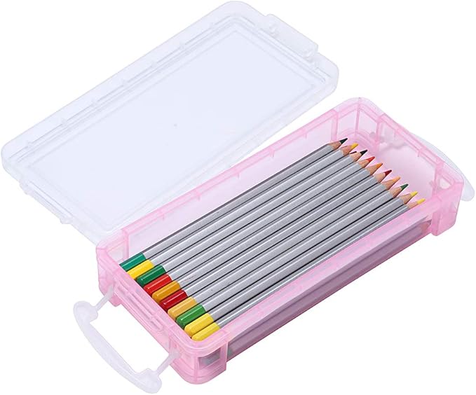 BTSKY Large Capacity Pencil Box, Office Supplies Storage Organizer Box, Brush Painting Pencils Storage Box Watercolor Pen Container Drawing Tools(3 Colors 6 Pack)