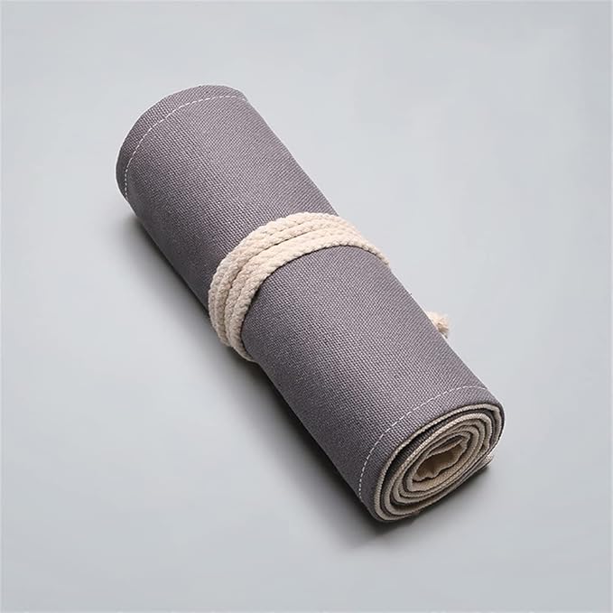 DIYOMR 24/36/72 Slots Pencil Wrap Pencil Rolls, Artist Colored Pencils Roll Up Bag Short Brushes Pouch Case Pencils Organizer for Drawing Coloring and Sketching (Grey, 72slots)