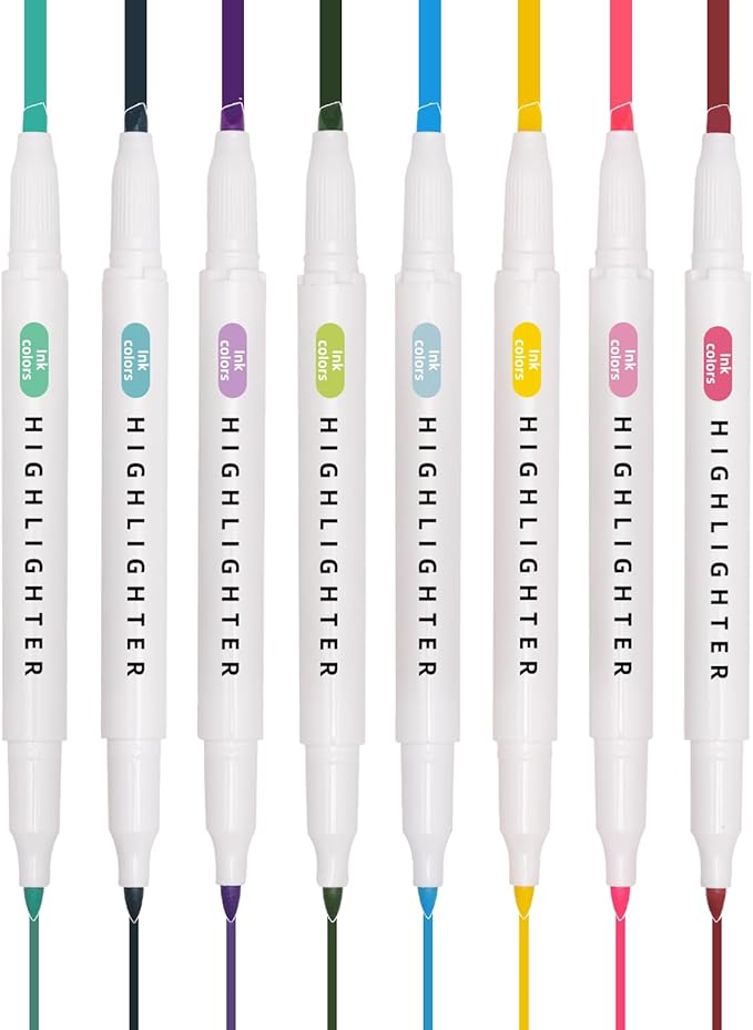 Pastel Highlighters Set, 8 Pack Highlighters Assorted Colors, Bible Highlighter No Bleed, Quick Dry Dual Tip Highlighter Markers for Bible Journals Planners Books Notes, Easter Gifts