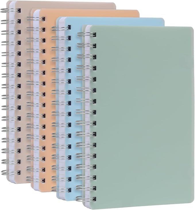 Oxford Poly Spiral Notebooks, Small 5.7 x 8.5 Book, Thick Poly Cover, White Paper, College Rule, 80 Sheets/160 Pages, Neutral Colors, (69721) Pack of 24