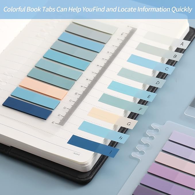 2000Pcs Sticky Tabs for Annotating Books, Clear Sticky Notes, Book Tabs for Binders, Page Markers for Notebooks, Multi-Colored Writable and Repositionable Book Flags Tabs Strip Index Tabs