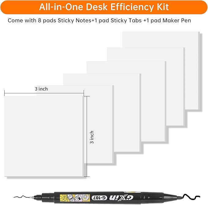 Transparent Sticky Notes with Marker, 【99.9% Transparency, Strong Adhesion,Waterproof 】 MEIGAONE 7 Pack Clear Sticky Note 3x3,Translucent Sticky Note Office,School Supplies