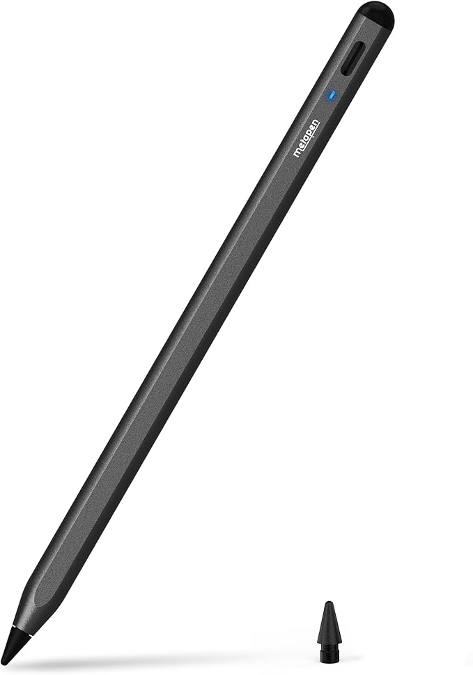 Metapen Pencil A8 for Apple iPad 2018-2026, (2X Faster Charge), Tilt Sensitivity, Pixel Precision, Stylus Pen for iPad 11/10/9/8/7/6th Gen, Pro 12.9/11/13-inch M4, Air 3/4/5/M2/M3, Mini 5/6th, Black