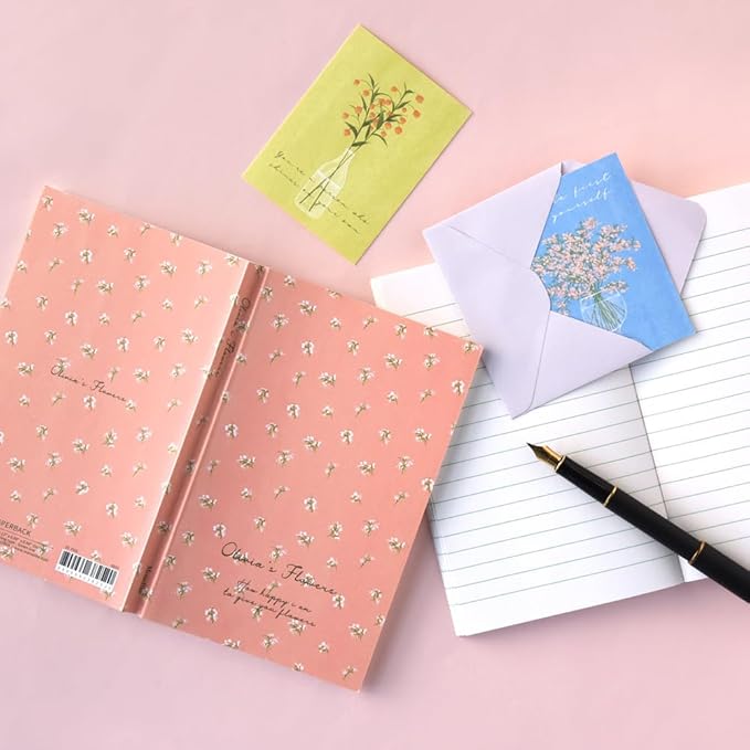 Monolike Olivia's Flowers Paperback Line Notebook - 03. Pink_Design note, Mini note, Simple note, Notebook, 192 Pages, 4.13x6.69