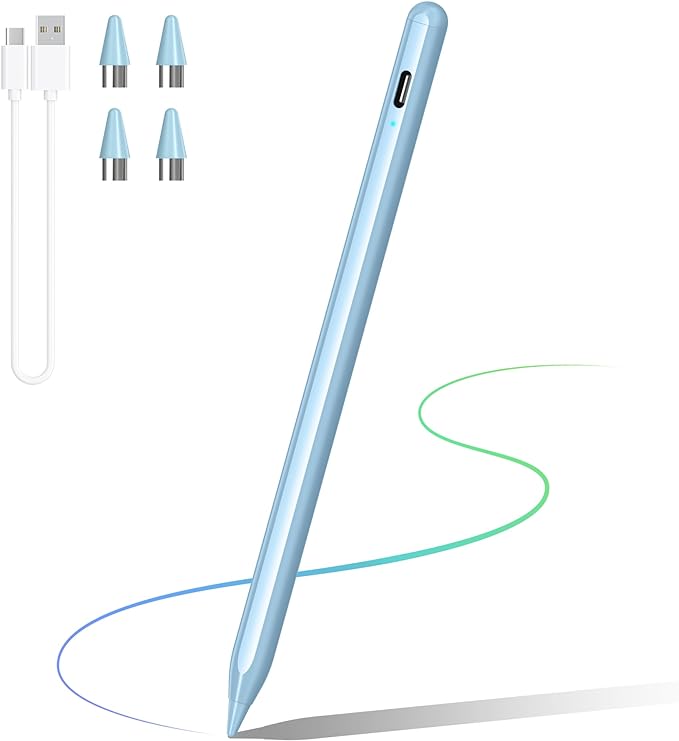 Stylus Pens for Touch Screen, DRYMOKINI Stylist Pen Compatible for Android and iOS Tablet/Phones, Rechargeable Universal Stylus Pencil Compatible for A-pple/i-Pad/Phone Tablet, Blue