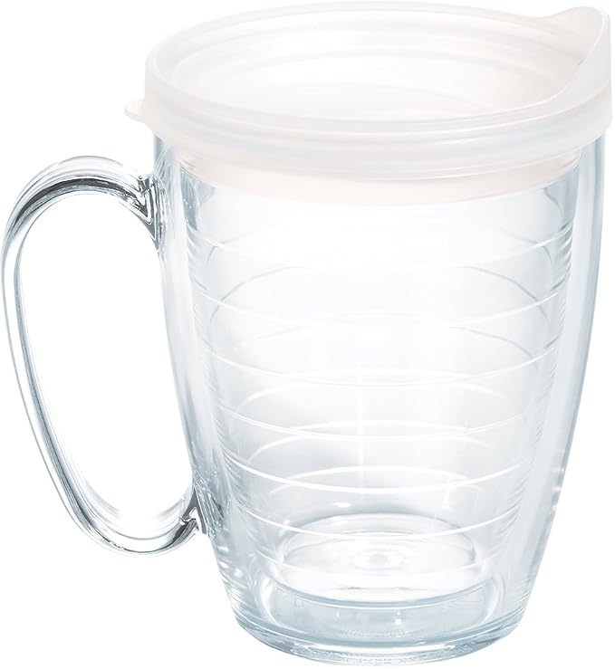 Tervis Clear & Colorful Lidded Made in USA Double Walled Insulated Tumbler Travel Cup Keeps Drinks Cold & Hot, 16oz Mug, Clear Lid