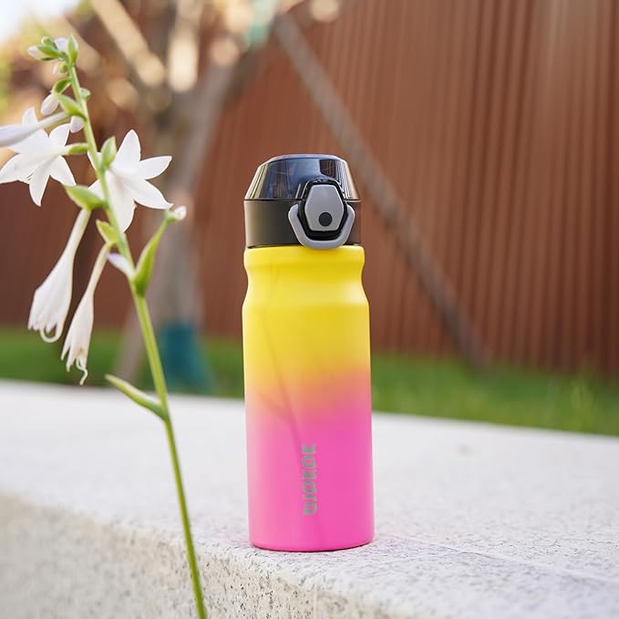 BJPKPK Stainless Steel Insulated Water Bottle with Straw Lid 18oz Reusable Metal Thermal Flask Bottles Keep Cold and Hot,Rainbow