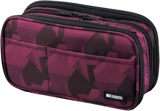 LIHIT LAB Large Capacity Triple Zipper Pencil Case For School Office College, Big Capacity 8 Compartments Pencil Bag Holder Adults Teen Boys Girls, Travel Cosmetics Storage, Maroon Camo (A7556-133)