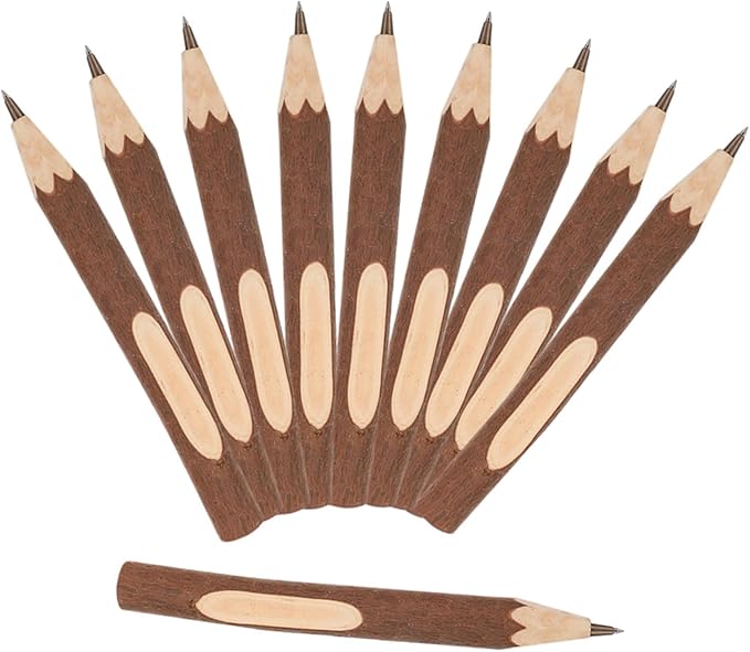NOLITOY Wooden Ballpoint Pens Set 10pcs 13cm Natural Tree Bark Texture Portable Writing Supply Comfortable Grip Eco-friendly Biodegradable Ballpoint Pens for Office and School