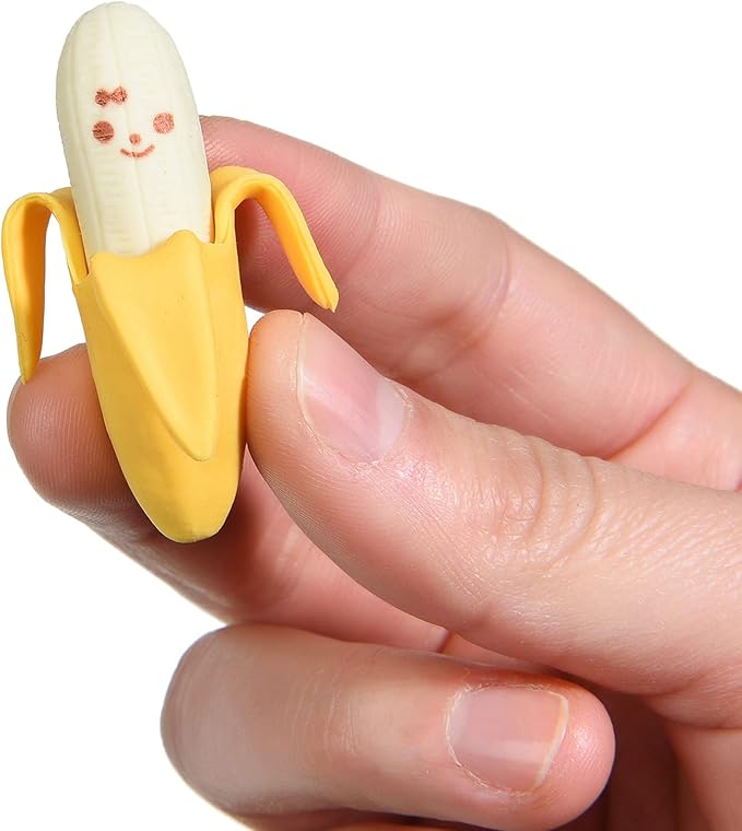 Mini Banana Erasers for Kids Bulk, 32 Pcs Small Cute Fruit Food Erasers for Home Classroom Reward Farty Favor