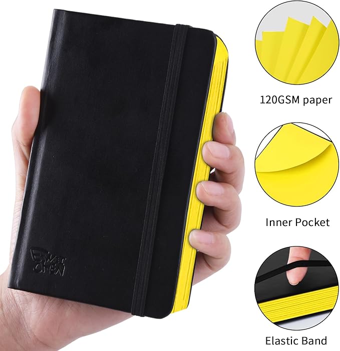 3.5x5.7inches Mixed Media Sketch Pad, 120GSM 32Sheets Folded Colored Paper Sketchbook for Drawing, Protable Hardcover Art Sketchbook for Painting, Writing, Journal.Yellow