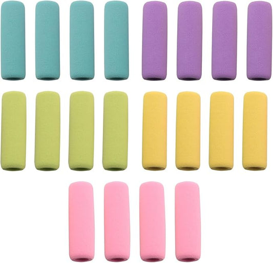 Ruiwaer 20PCS Soft Cushion Pencil Grips Pencil Holders Writing Aid Pencil Holder Writing Drawing Aid Pen Holder for Kids, Students, Adults, Blue, Yellow, Purple, Green and Pink