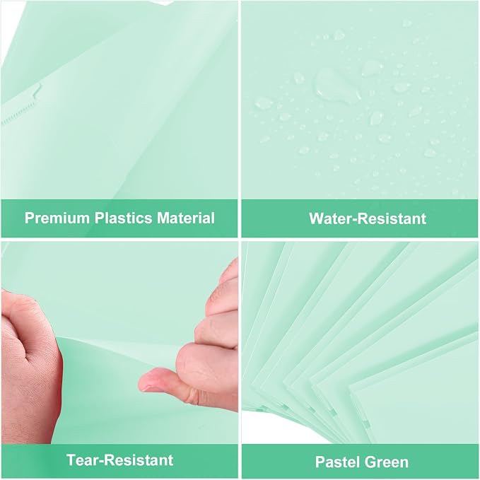 SUIN Plastic Project-Folder with 2 Pockets and 3-Prong Fasteners, for US Letter Size, Bulk Pack Color File-Folder for US Letter Size Papers, Ideal for School & Office, (Pastel Mint)