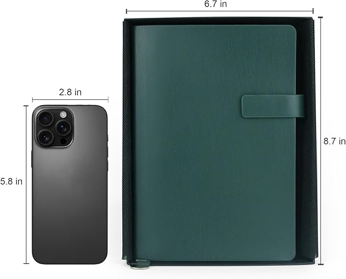 Soft Cover Leather Journal Notebook A5 Lined 212 Pages 5x8.25 Inches with Strap Closure Travel Work School Writing Journaling Notebooks for Women Men Gift Box Packaging Dark Green