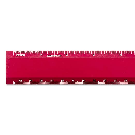Alumicolor Aluminum Desk Ruler, 8IN, Red