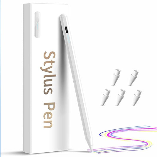 Stylus Pen for iPad,(2018-2026) Fast Charge with Tilt Sensitivity & Palm Rejection Compatible with iPad Pro 11"/12.9", iPad mini 5/6, iPad Air 3/4/5, iPad 6/7/8/9/10 (White)