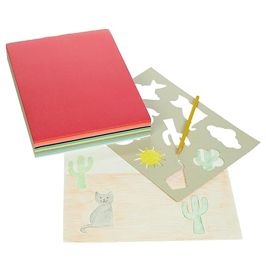 Colorations Lightweight Construction Paper, Value Pack, 10 Colors, 300 Sheets with Bonus Stencil, Everyday Use, Classroom Supplies, Daycare Supplies, Pre-School, at Home use