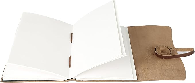 KomalC Dark Tan Leather Journal 8x6 | Handmade Vintage Notebook with Unlined Cotton Paper | Rustic Writing Diary & Sketchbook | Antique Travel Journal for Men & Women