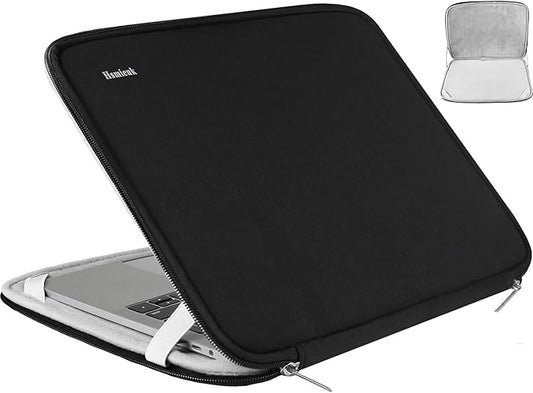 Hsmienk Laptop Sleeve Case 17 Inch, Durable Shockproof Protective Computer Cover Flip Case Briefcase Carrying Bag Compatible with 17-17.3 Inch Laptop, Computer, Notebook, Black