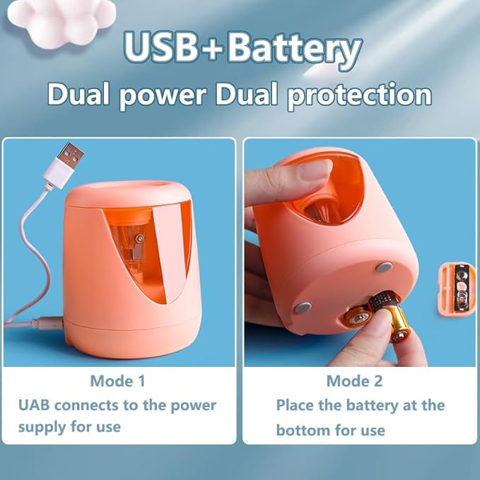 Electric Pencil Sharpener for Eyeliner and Lip Liner - Dual Use Cosmetic and Classroom Pencil Sharpener (Pink)