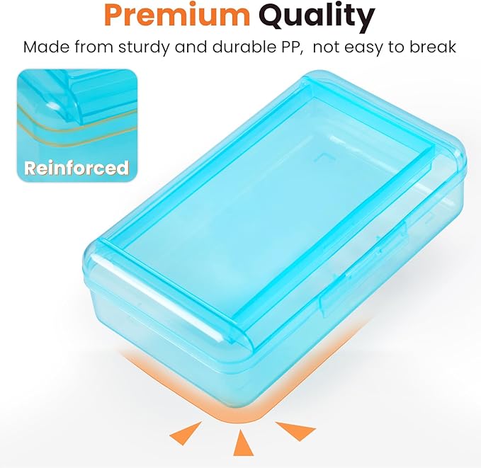 Sooez Double Layer Pencil Box, Large Hard Pencil Case Organizer, Clear Plastic Crayon Box for Girls and Boys, Colored Marker Organizer, Small Plastic Containers/Bins with Lids, Art Supply Storage