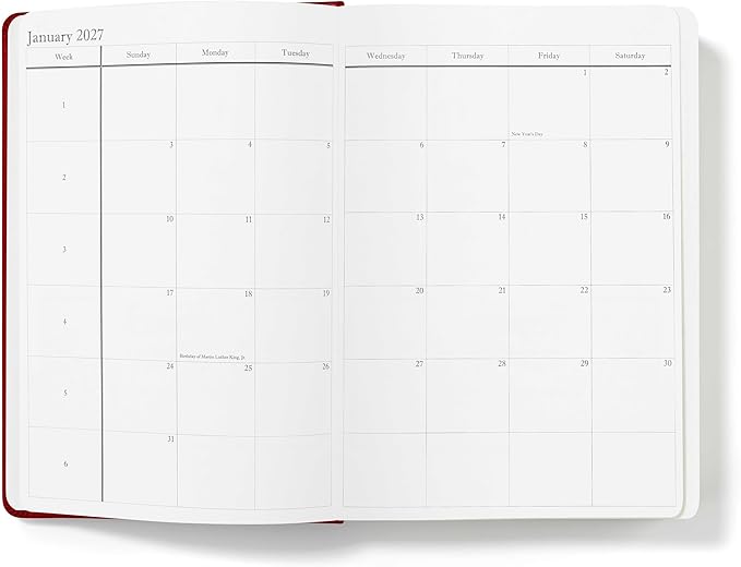 Wykeham's Executive 2026-27 Daily Journal Planner – Customization Available – Mid-Year Academic Diary – July 2026 to June 2027 (Personalized Crimson, 8.5"×5.5")