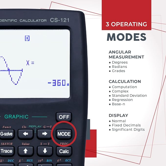 CATIGA Scientific Calculators with Graphic Functions, Graphing Calculators with Multiple Modes, Scientific Calculators for Students, High School or College Courses, 2Pack, CS-121