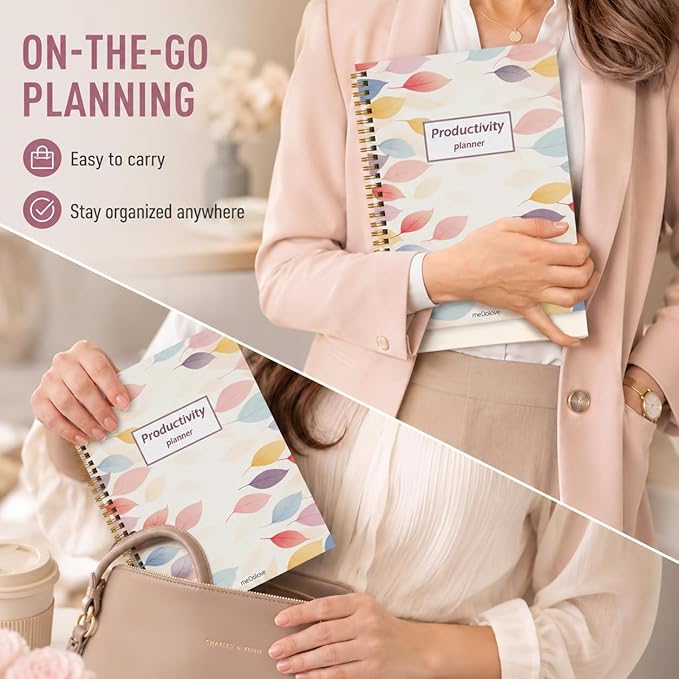ADHD Planner for Women，Daily Productivity Planner with Task Management Organizer for Neurodivergent Adult,Teens , Self-Cares, Daily Schedule,To-Do List,Brain Dump,ADHD Journal with Cardboard Cover to Stay Organized and Focused (Colorful Leaves)
