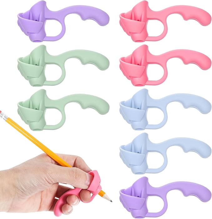 Qianyu Handwriting Ergonomic Pencil Grippers Holder Writing Posture Correction Tools Special Education Supplies for Toddlers, Preschooler (8 Pcs)