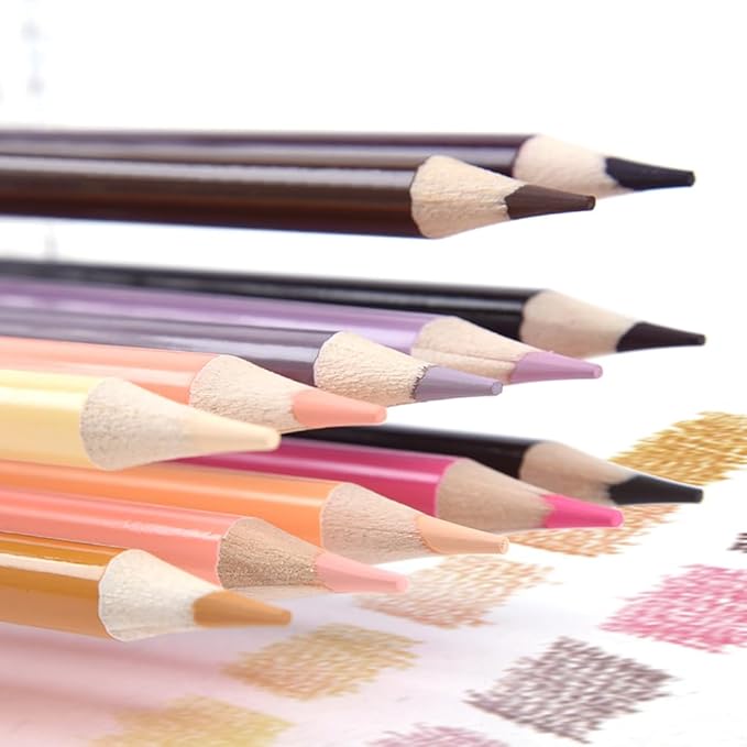 Mifuner 12Pcs Skin Colored Pencils Set, Oil Based Drawing Pencils, Pre-sharpened Wooden Professional Sketch Pencil Art Supplies for Adults, Coloring Books, No Duplicates