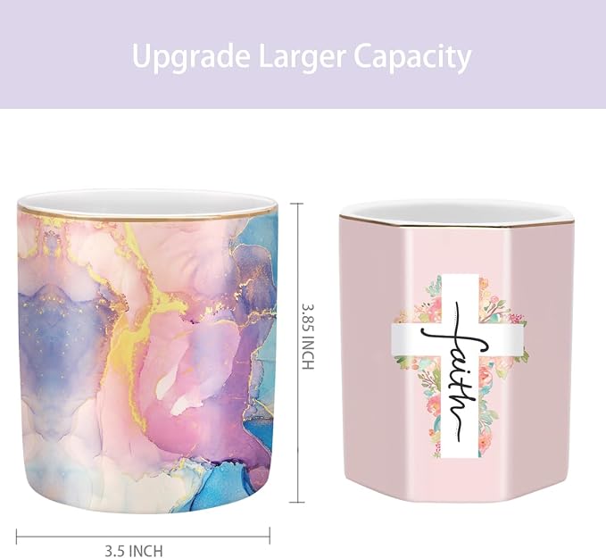 Cute Desk Pens Holder, Pencil Cup Holder for Desk, Ceramic Desktop Storage Pen Pencil Organizers Stationery Supplies for Office, Home, Gold Pattern