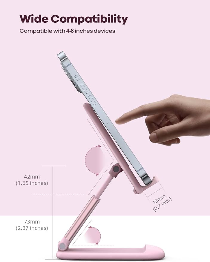 Lamicall Pink Phone Holder, Desk Accessories - Rose Gold Pink Office Cell Phone Holder, Desktop, Office Desks Accessories, Desk iPhone Decor Gifts for Women, for Mothers Day, 4-8'' Phone