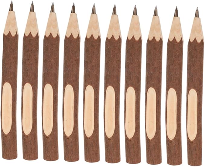CALLARON 10pcs Creative Wooden Ballpoint Pens 17cm Natural Tree Bark Texture Portable Writing Supplies Eco-friendly Biodegradable Office School Use