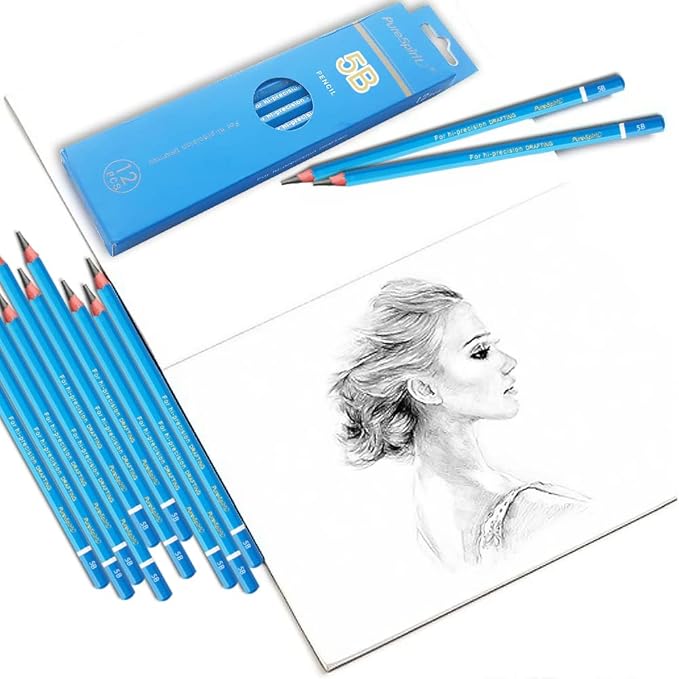 Sketch Pencils for Drawing 5B, 12pcs Professional Art Drawing Pencils for Shading, Sketching & Doodling | Graphite Pencil for Artists & Beginners