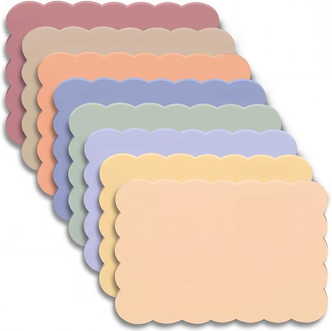 Eaasty 8 Pack Scalloped Aesthetic Sticky Notes Bulk Morandi Colors Cute Wavy Self Sticky Note Pads 3" x 5" Blank Note Pads for Back to School Office Supplies 240 Sheets