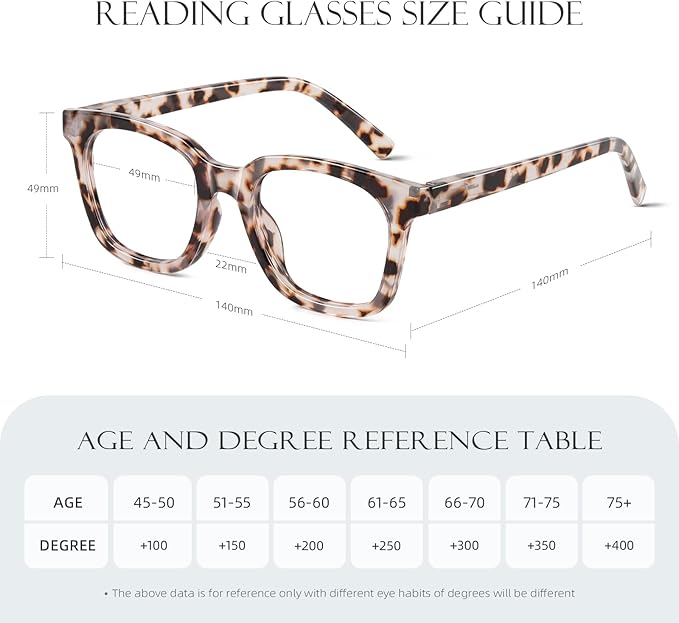 Reading Glasses for Women Men - Blue Light Blocking Magnifying Readers,Square Anti-Glare Computer Eyeglasses