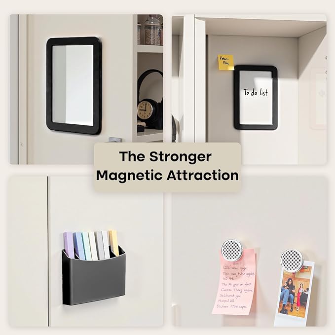Locker Organizer Accessories Kit for Boys, 8 Pcs Black Locker Decorations for Middle School, Back to School Preppy Essentials Set