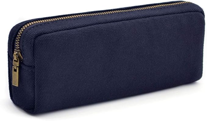 Pencil Pen Case, Canvas Pencil Pouch Big Capacity Pen Bag with Zipper Durable Stationary Storage Bag for Adult Students Officers