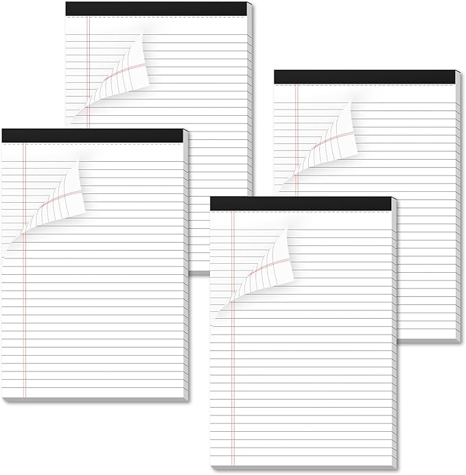 Nichela Legal Pads 4 Pack of Note Pads 6 x 9 Inch Notepad 21lb Thick Paper Legal Pad 30 Sheets Note Pad College Ruled Small Legal Pads 29 Lines Writing Pads for Writing, Sketching, and Note-Taking