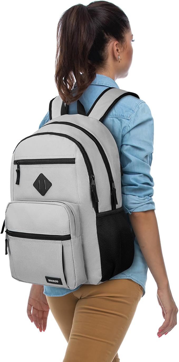 BIKROD Backpack for Men and Women, Lightweight Casual School Backpack for Teens Boys and Girls, Daily-use Travel Laptop Backpack with 17.3 Inch Notebook, High School Bookbag