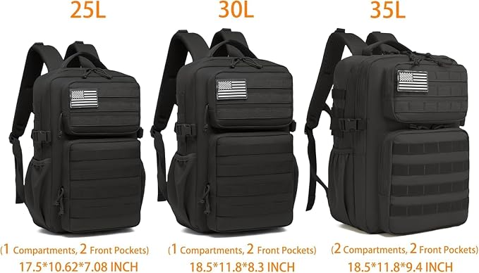 Wotony Military Tactical Backpack for Men Waterproof Daypack 3 Day Assault Pack Molle Bag with Water Bottle Holder