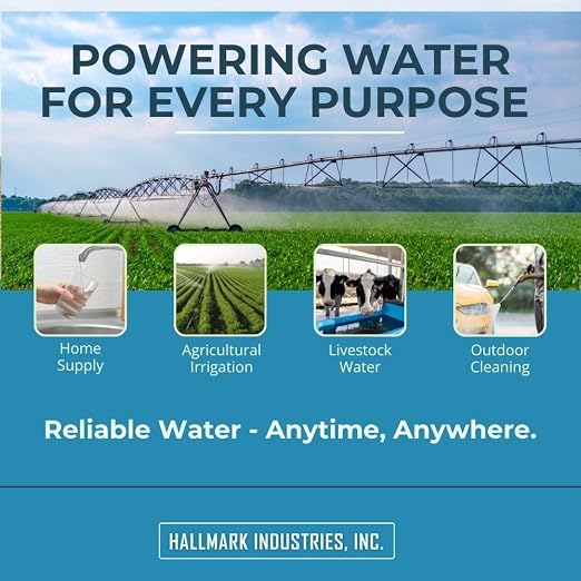 Hallmark Industries MA0414X-7 Deep Well Submersible Pump, 1HP, 110V 60HZ, 33 Gpm, Stainless Steel, Long Life