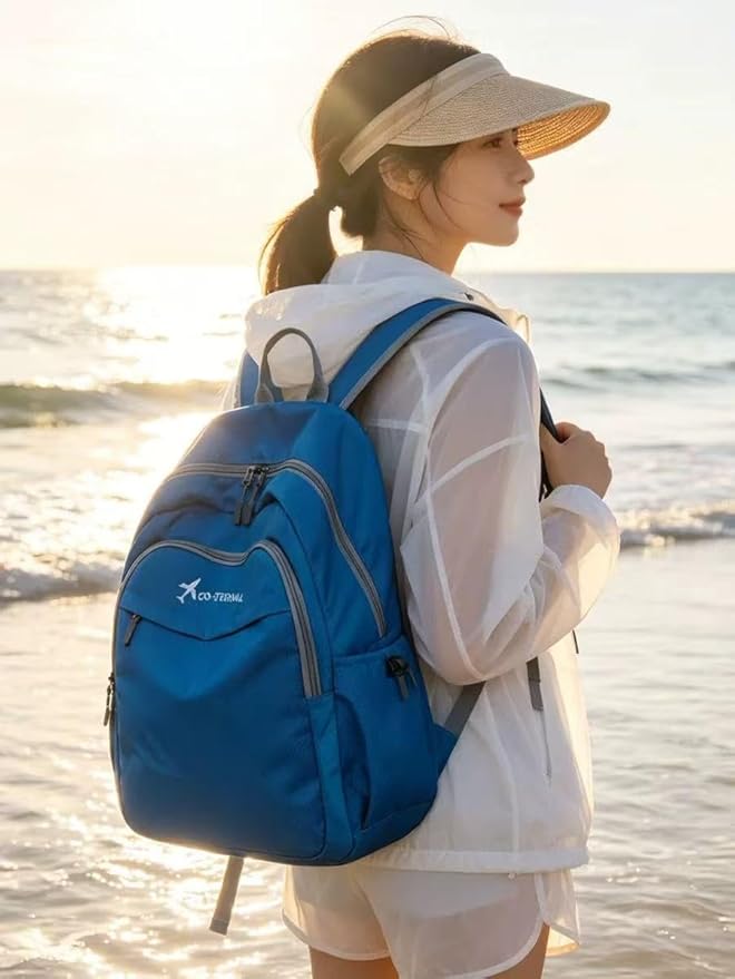 Geboldil Men's and women's lightweight foldable hiking travel backpack waterproof camping backpack blue